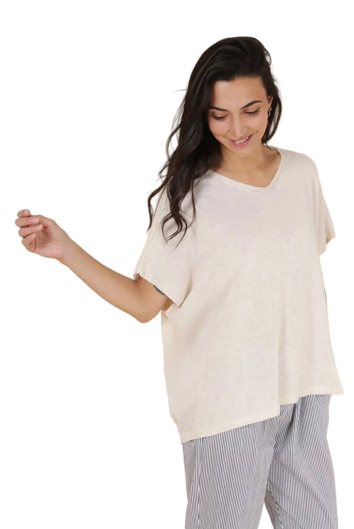 Woman wearing a white sweater