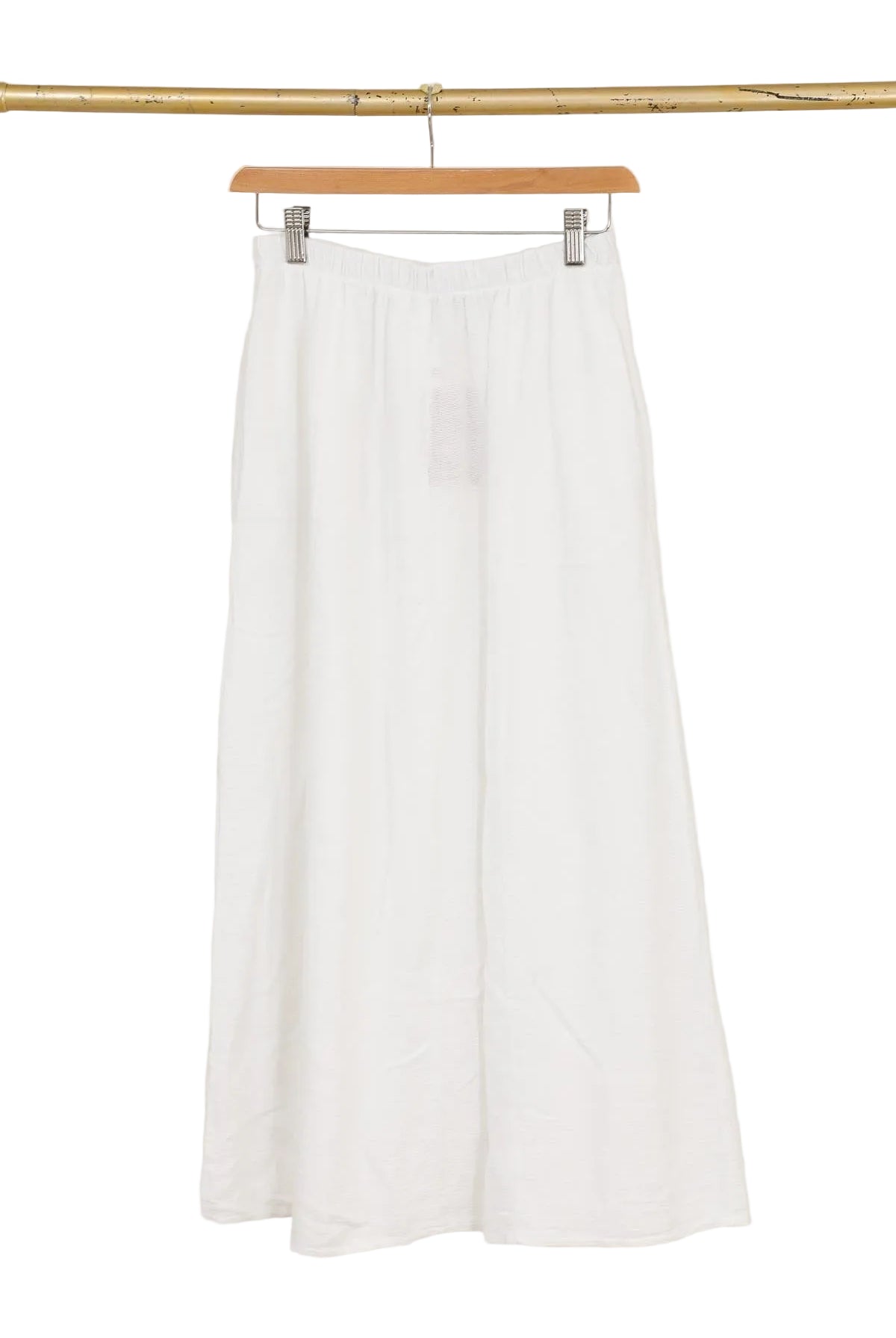 White linen skirt with white background