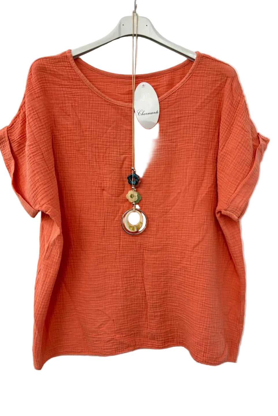 orange short sleeved top