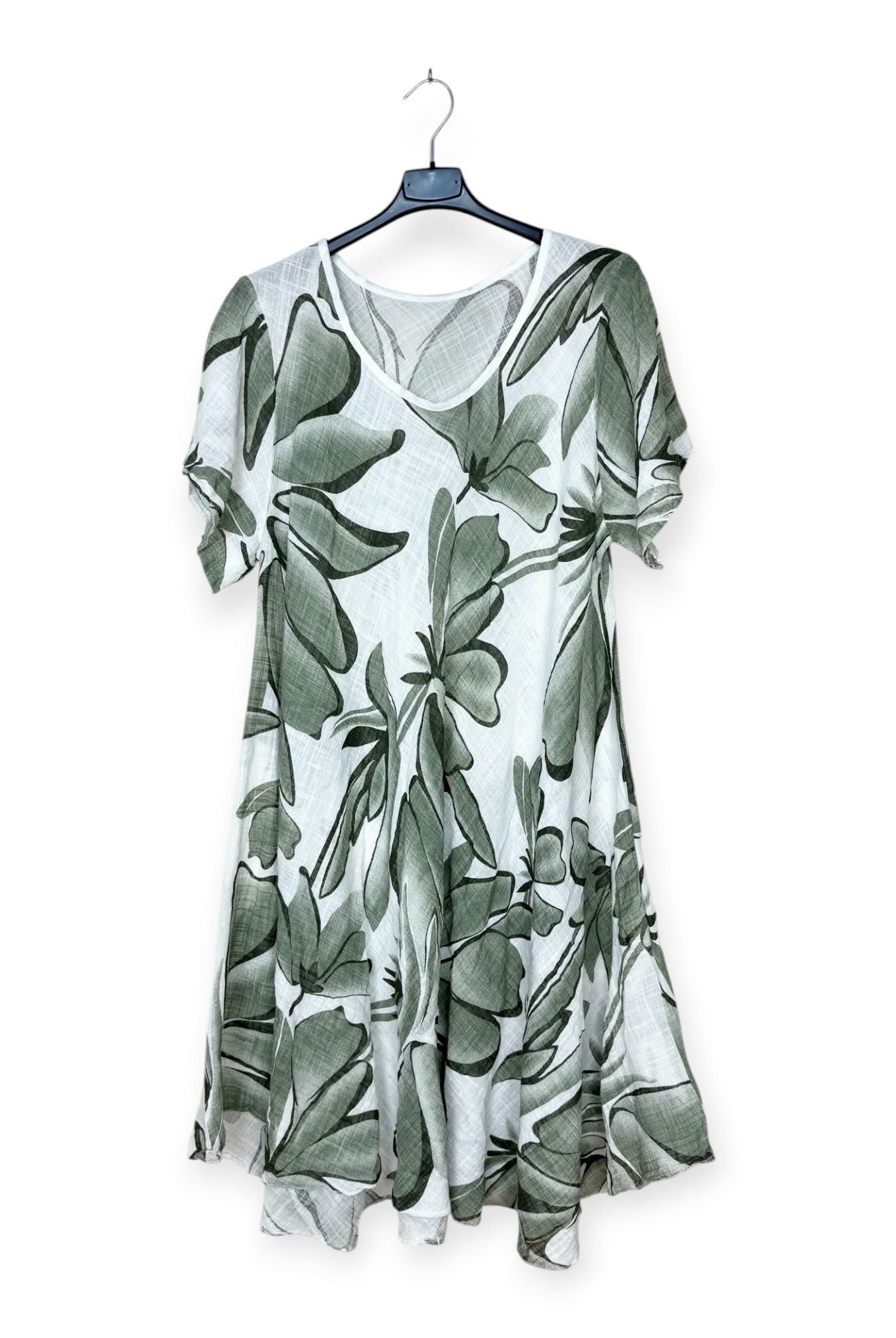 Khaki printed short sleeve dress