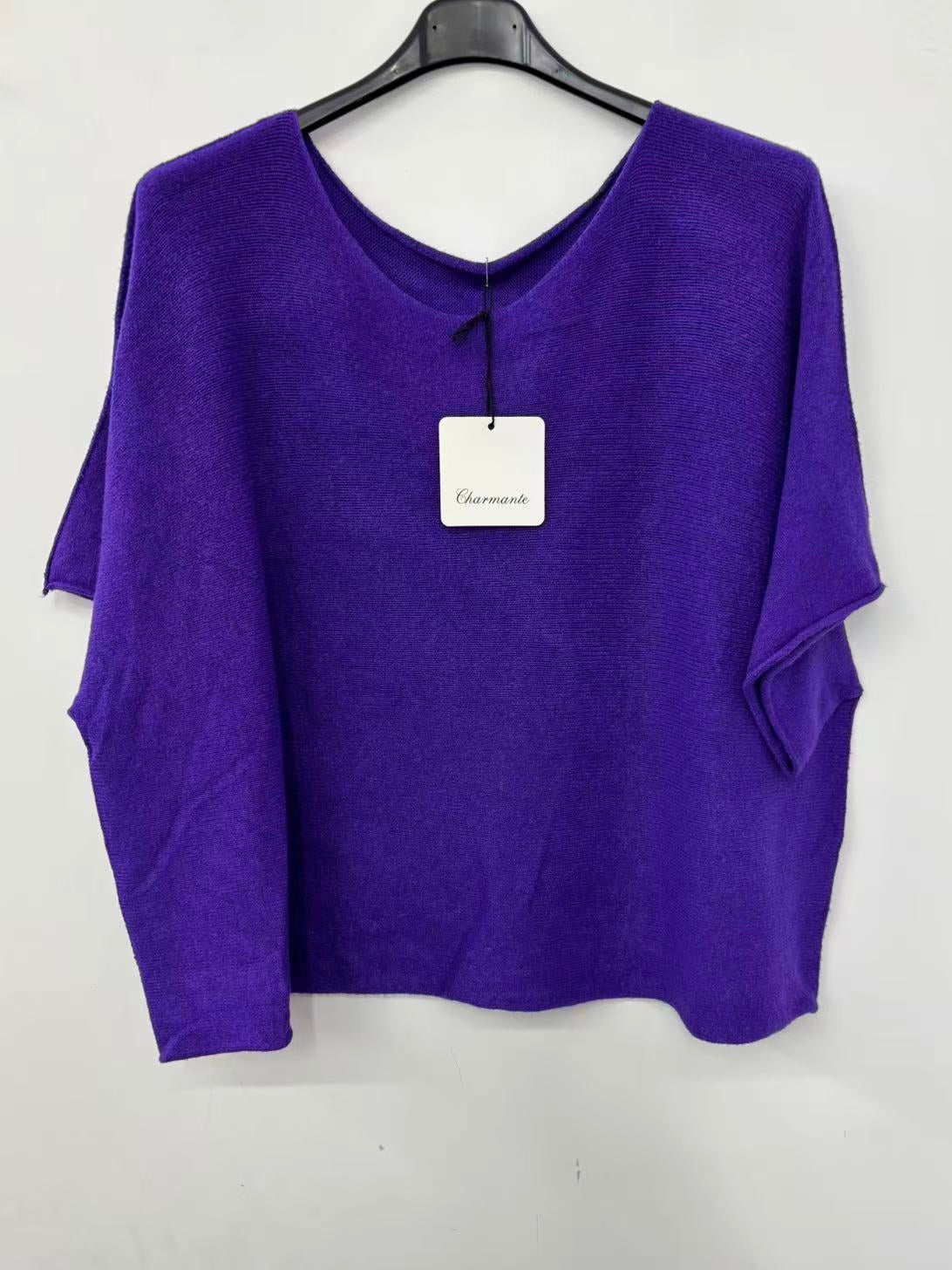 Purple round neck kimono sweater