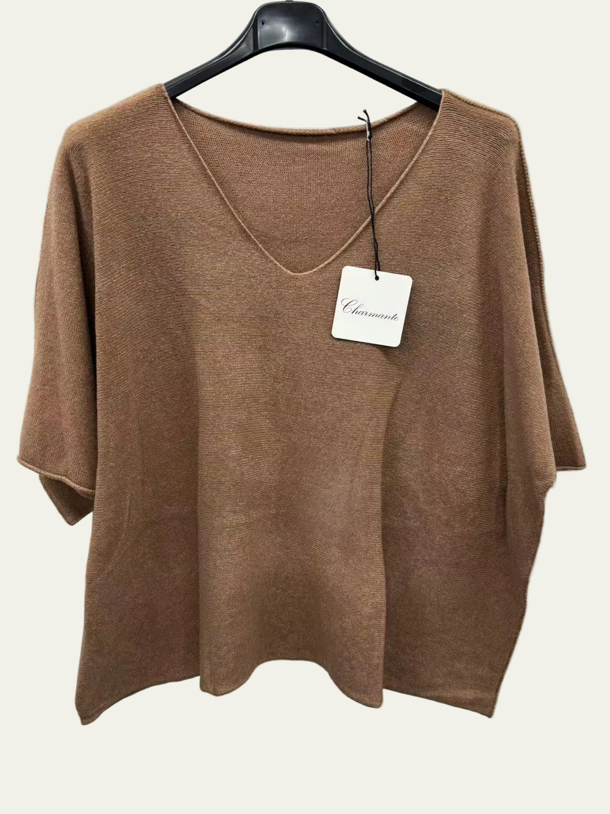 camel v neck sweater
