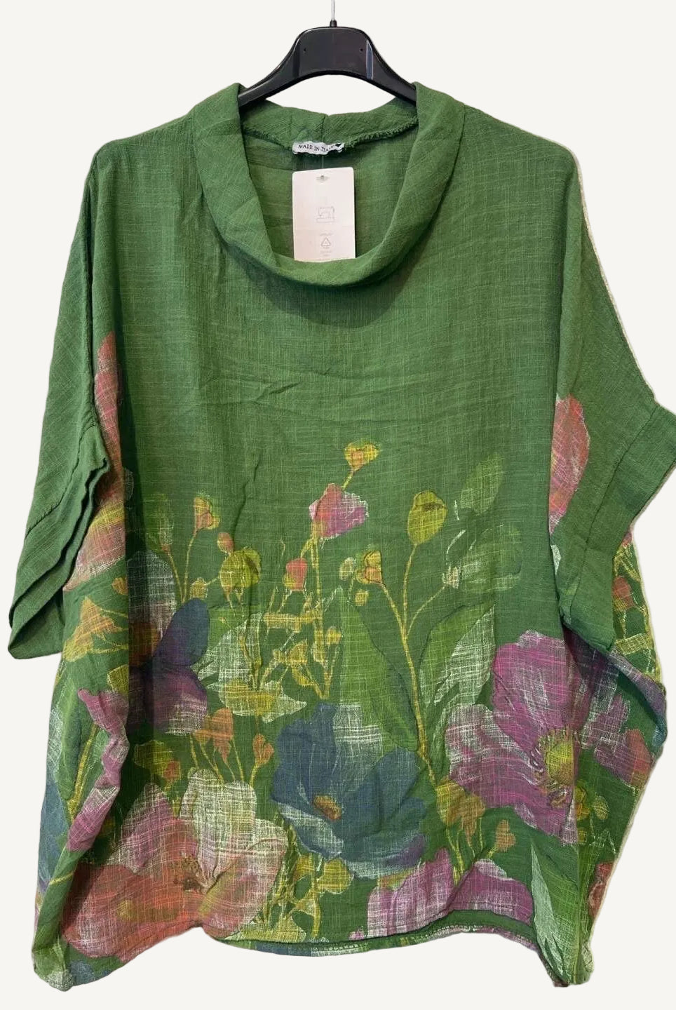 Green floral printed top