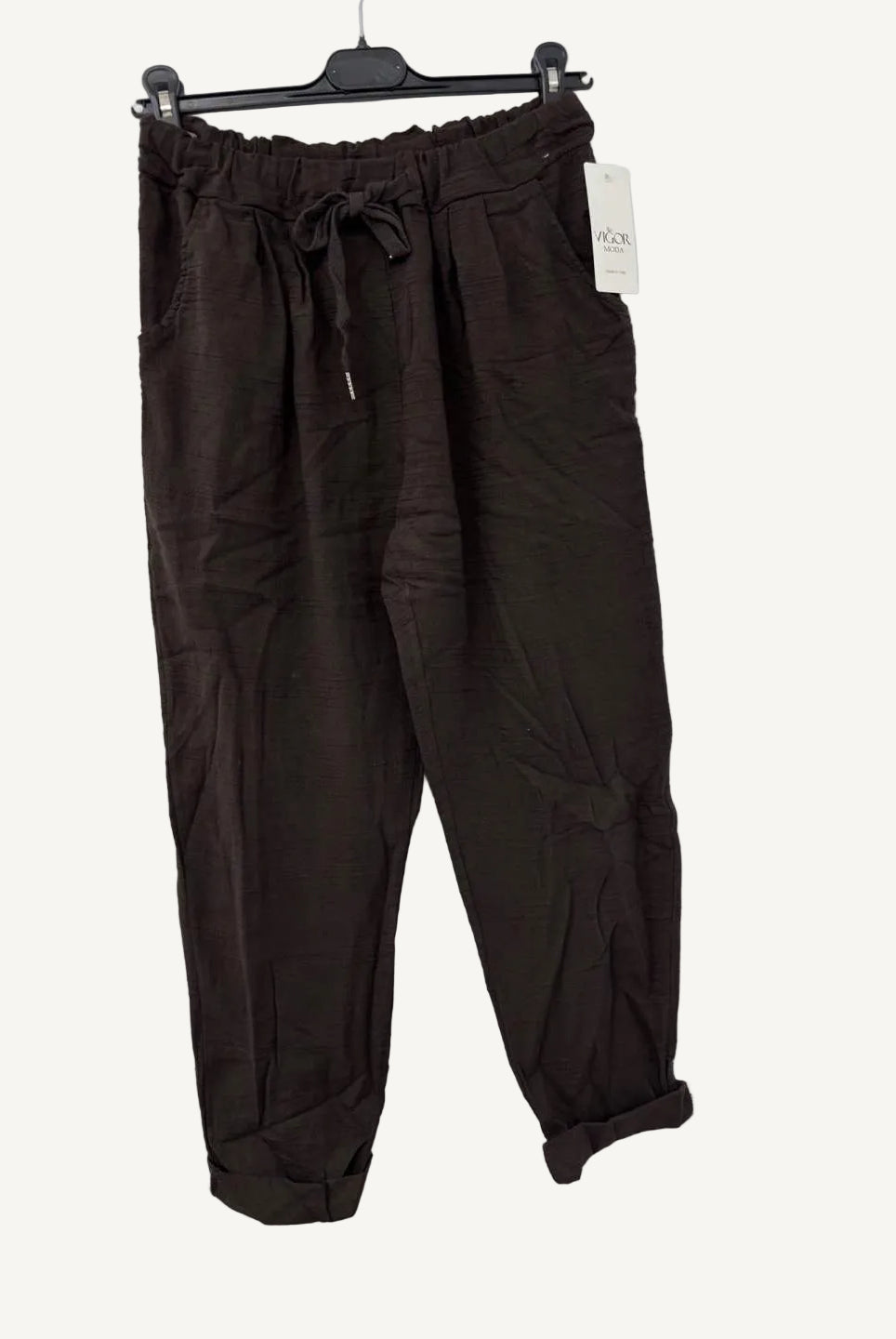 chocolate cotton gauze trousers