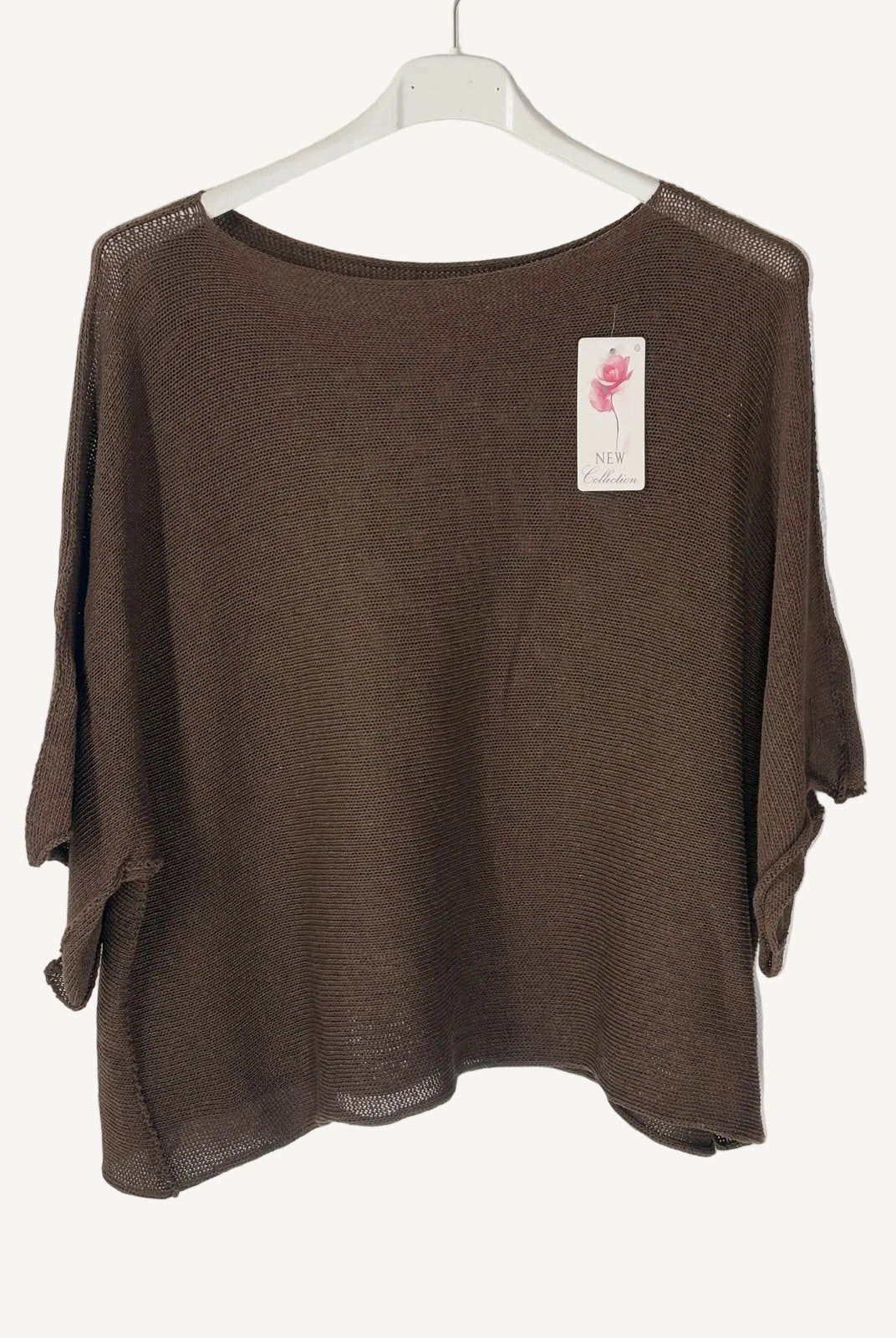 Brown sweater on a hanger