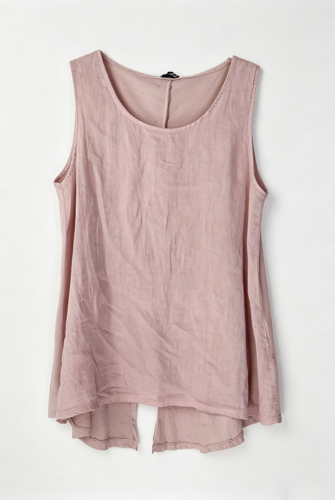Pink sleeveless top on a white background