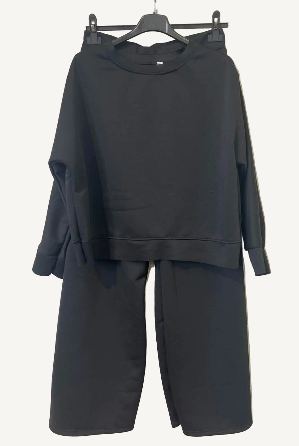Black top and pants viscose polyester and elastane mix