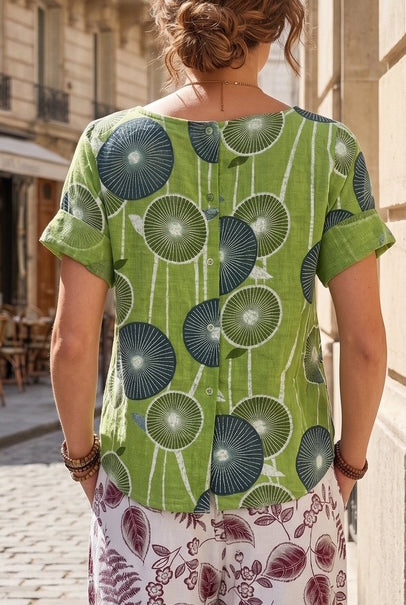 Green cotton printed top