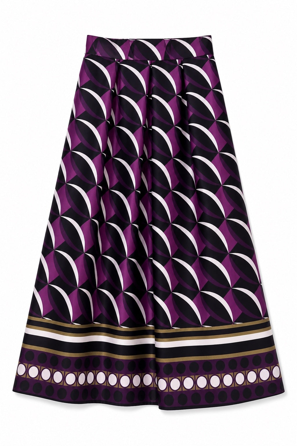 geometric print scuba crepe skirt in purple