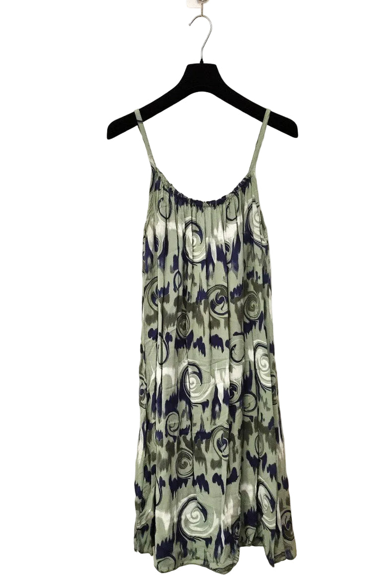 khaki printed dress on plain background