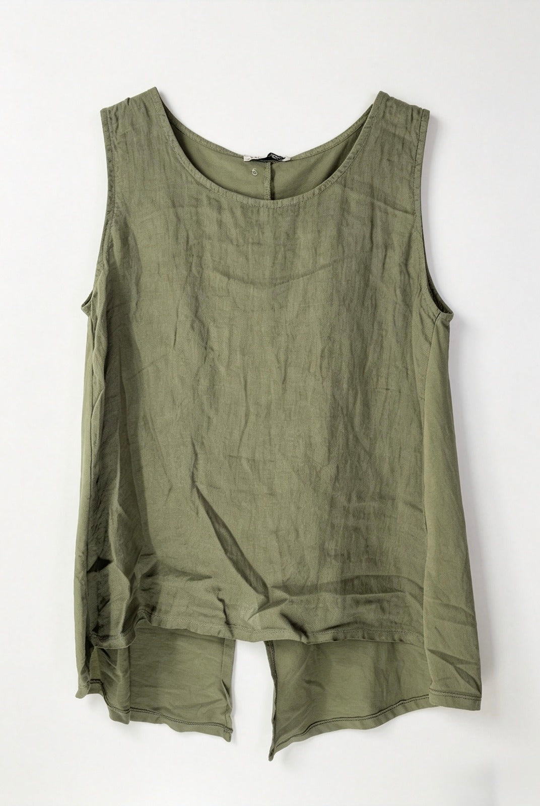 Green sleeveless top on a white background
