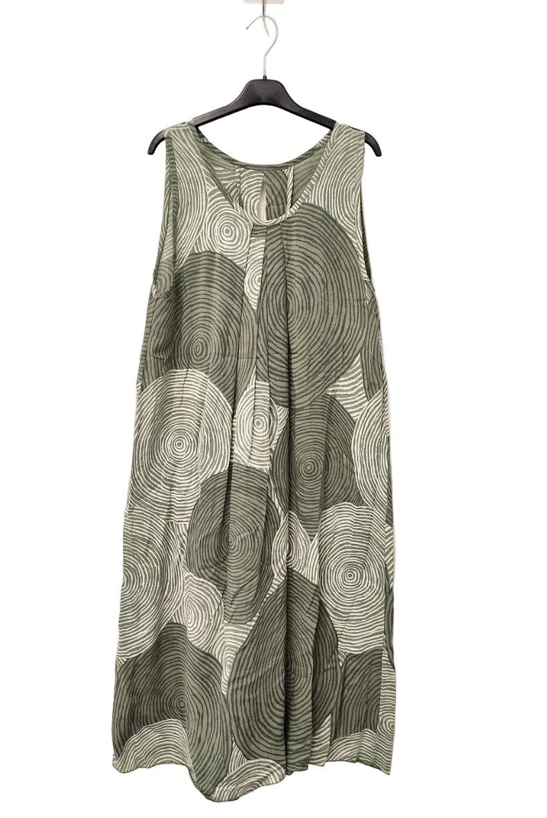 khaki spiral print sleeveless dress