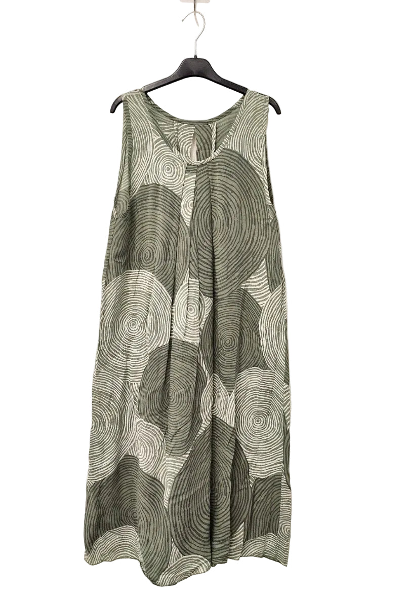 khaki spiral print sleeveless dress
