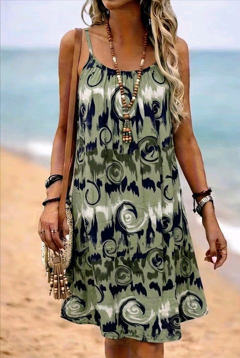 khaki printed summer dress