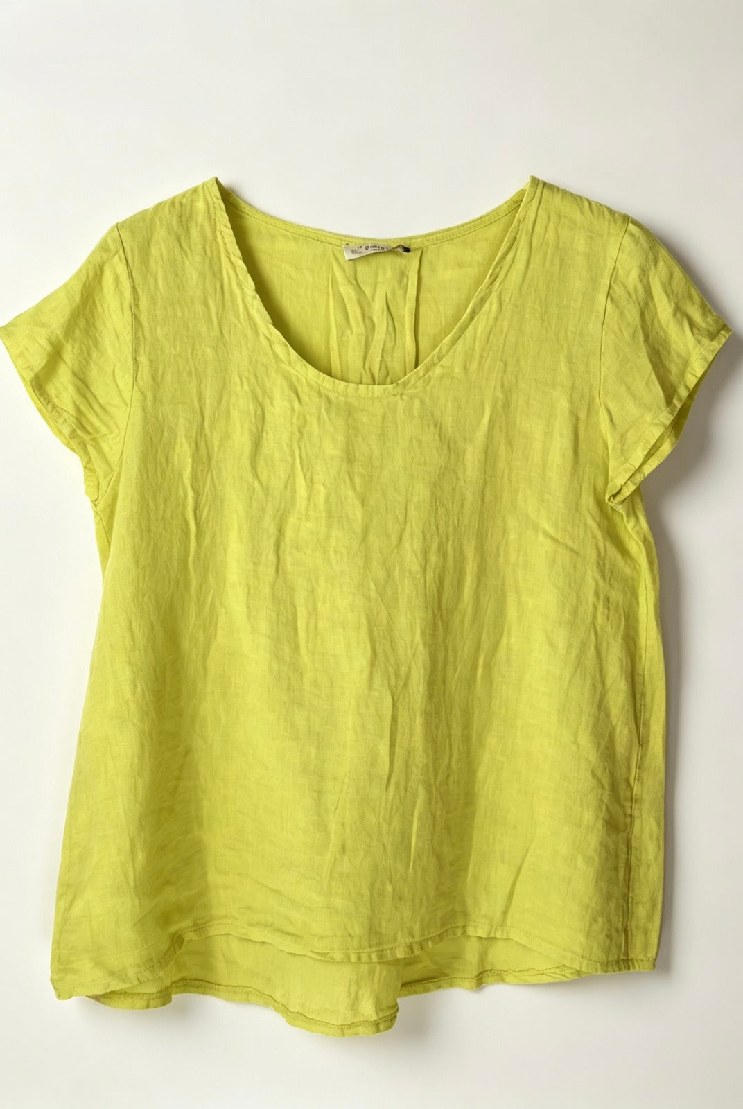 Lime green linen short sleeved top