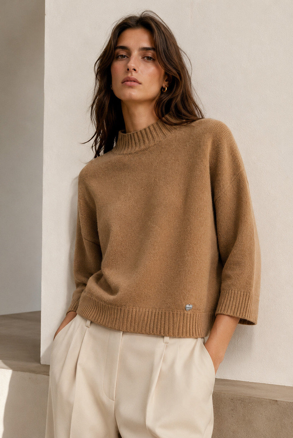 turtleneck sweater in caramel