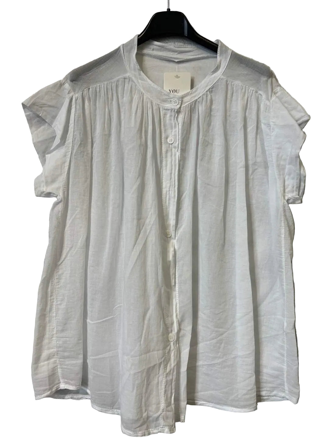 White grandad collar blouse