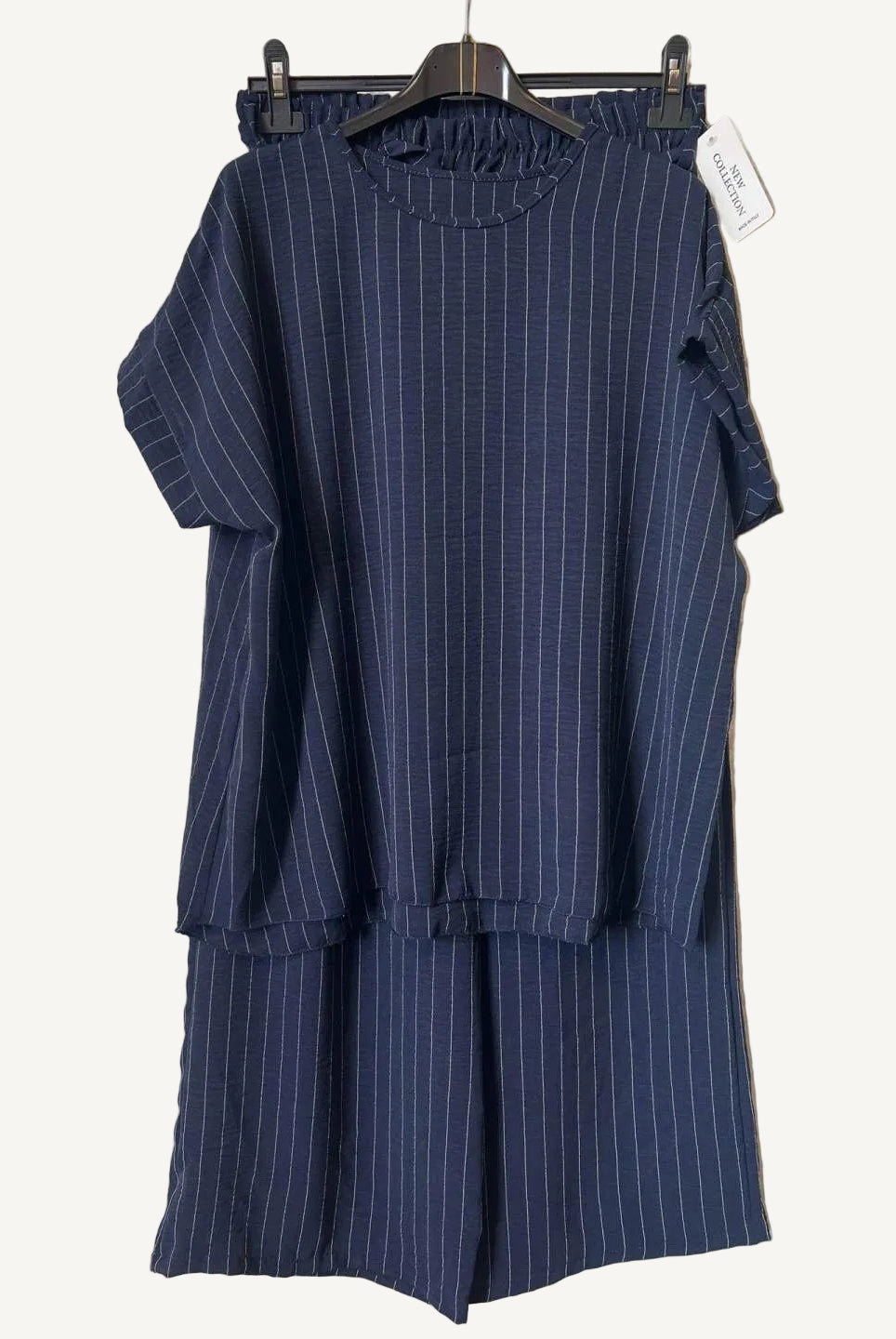 Navy striped two piece trouser set