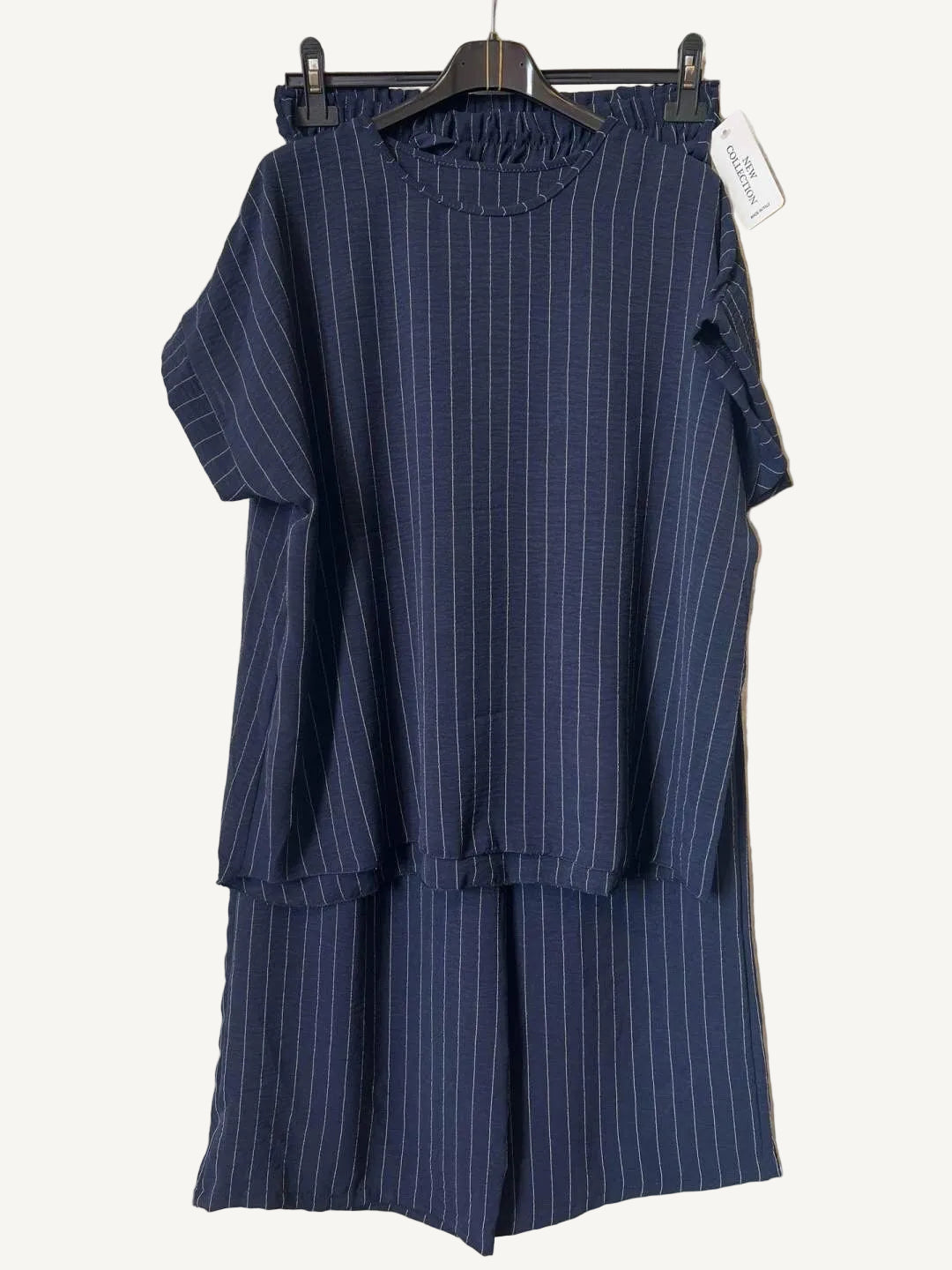 Navy striped two piece trouser set