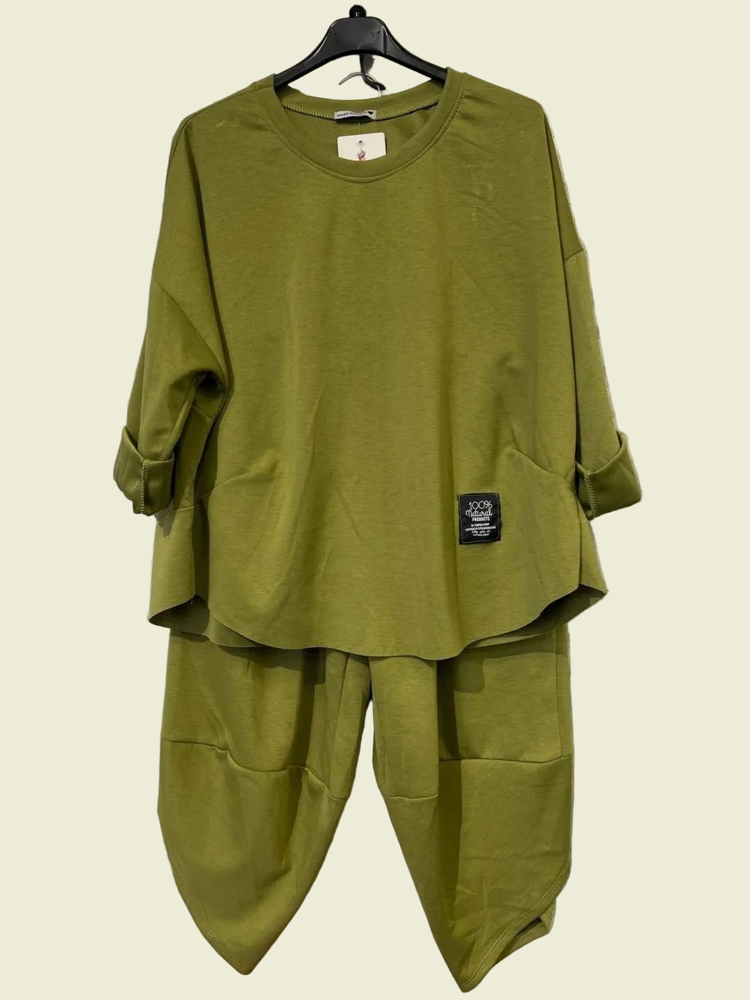 Olive Green two piece outfit with cropped trousers