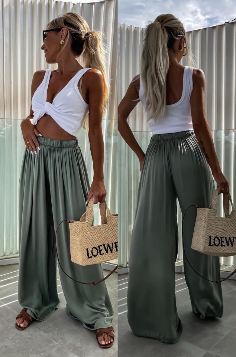 viscose khaki trousers