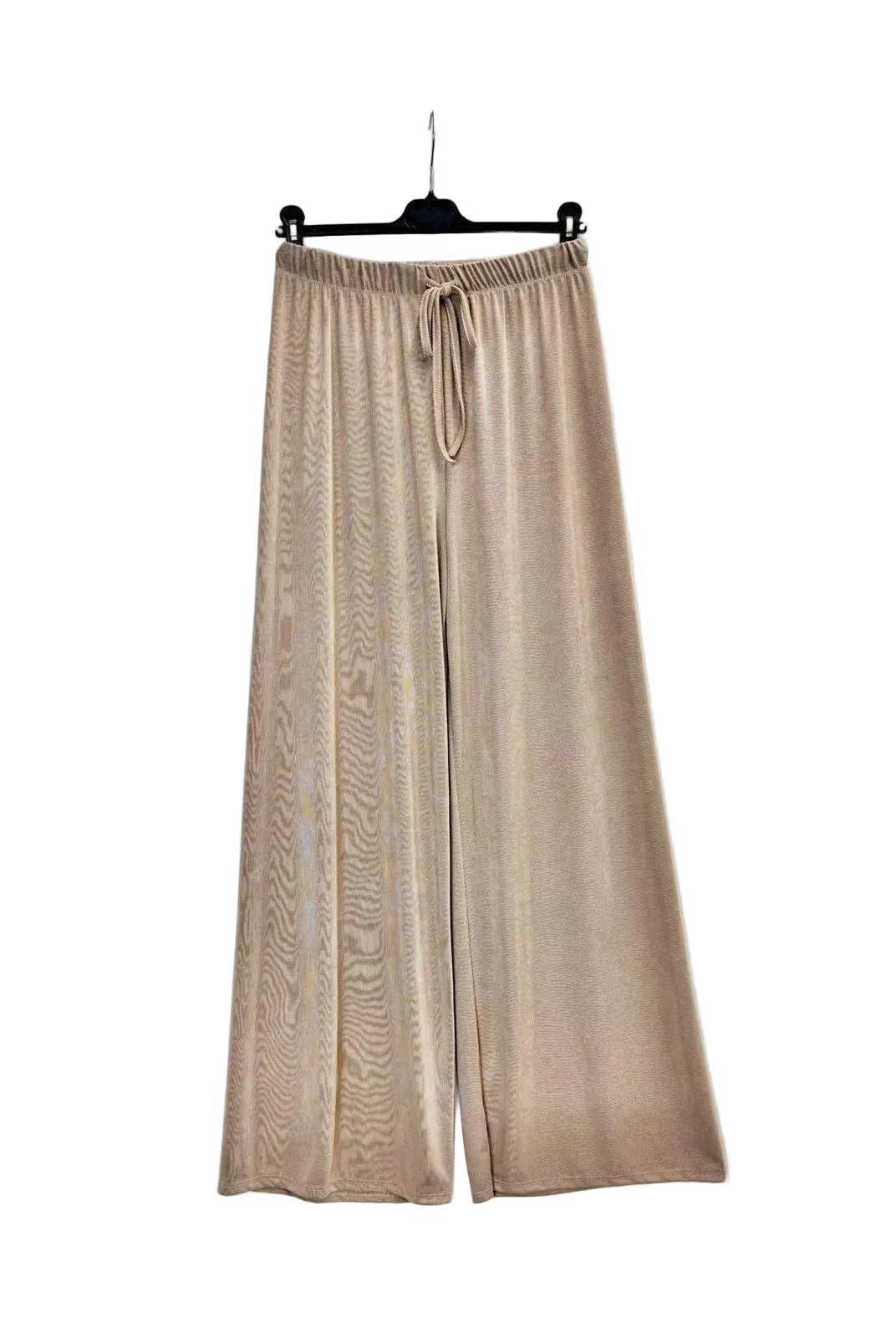 A pair of wide-leg trousers in beige