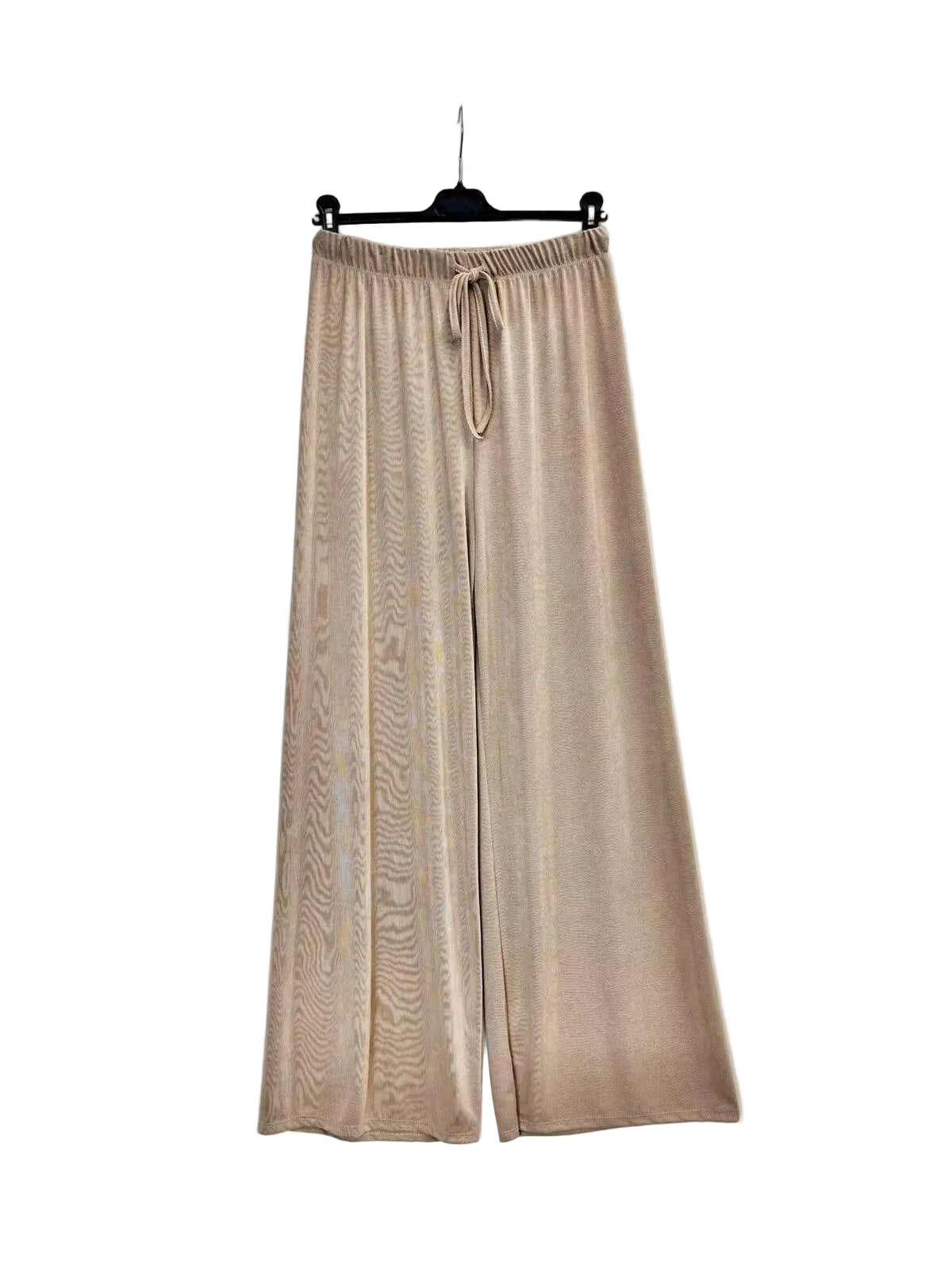 A pair of wide-leg trousers in beige