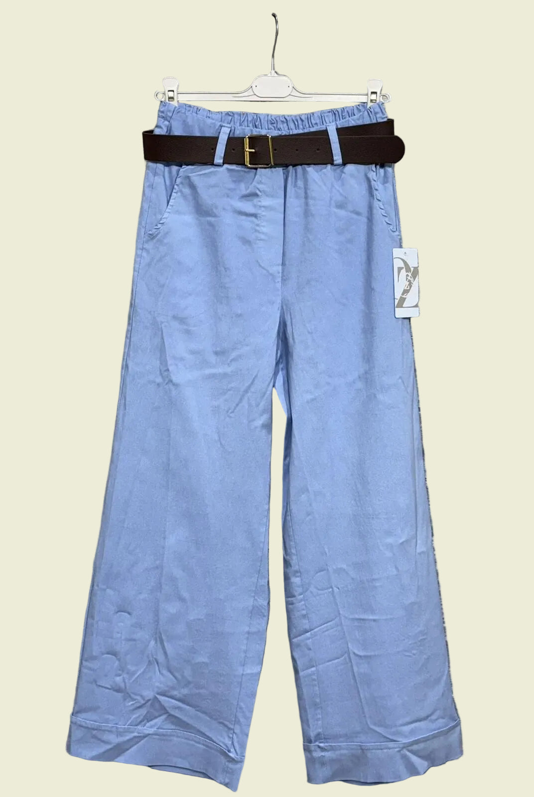 Light blue pants with a belt