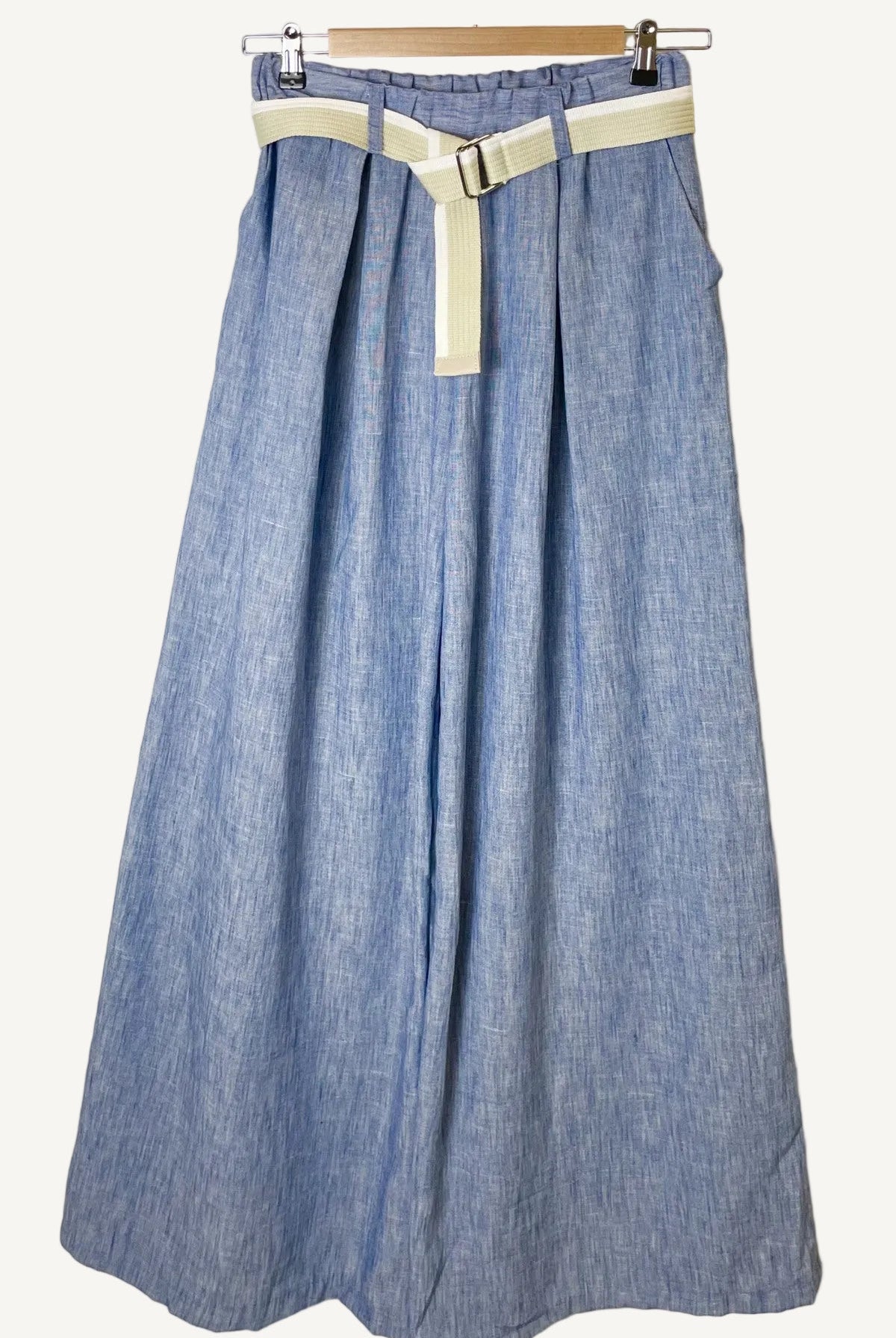 Blue denim wide leg trousers