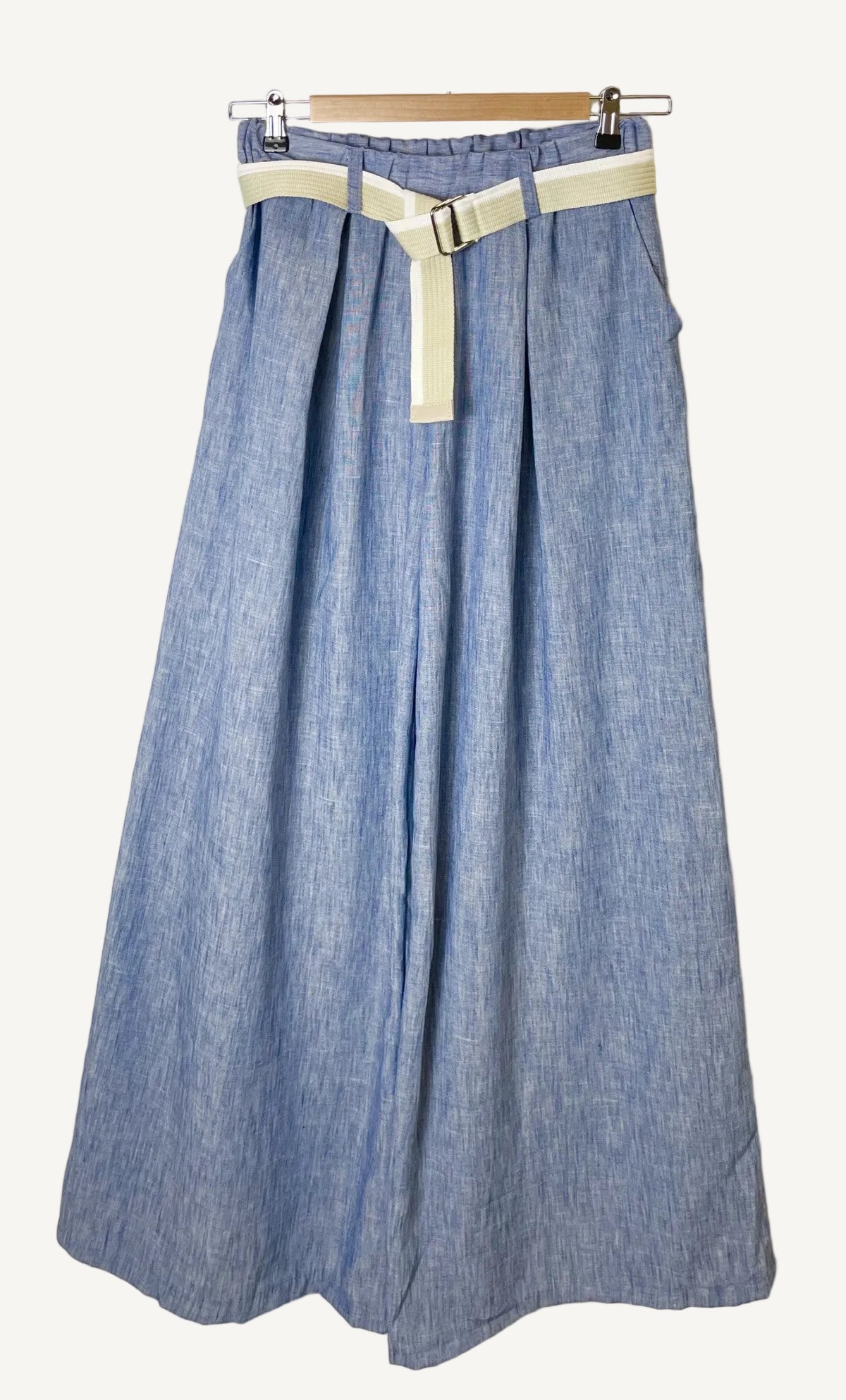 Blue denim wide leg trousers