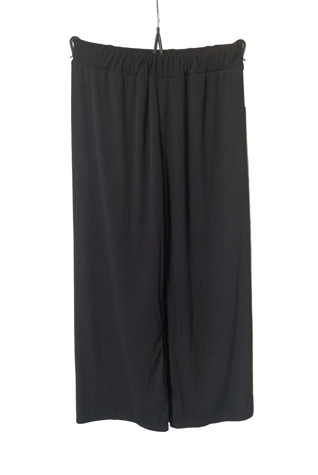 Black wide-leg trousers with elasticated waist