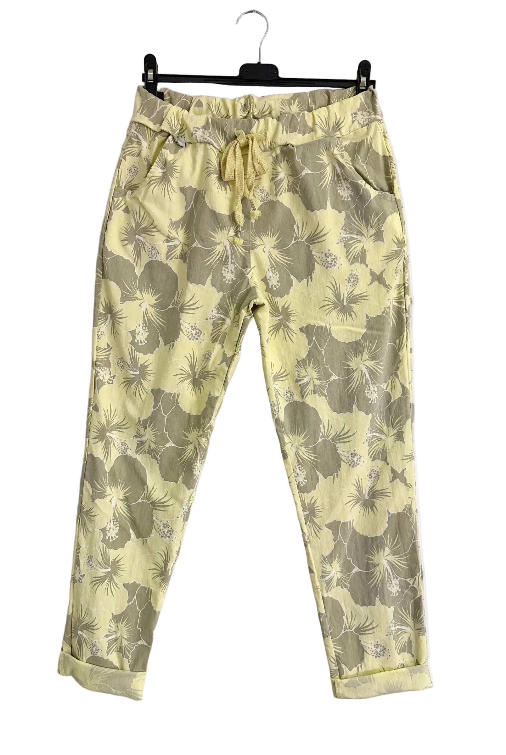 Yellow floral patterned pants