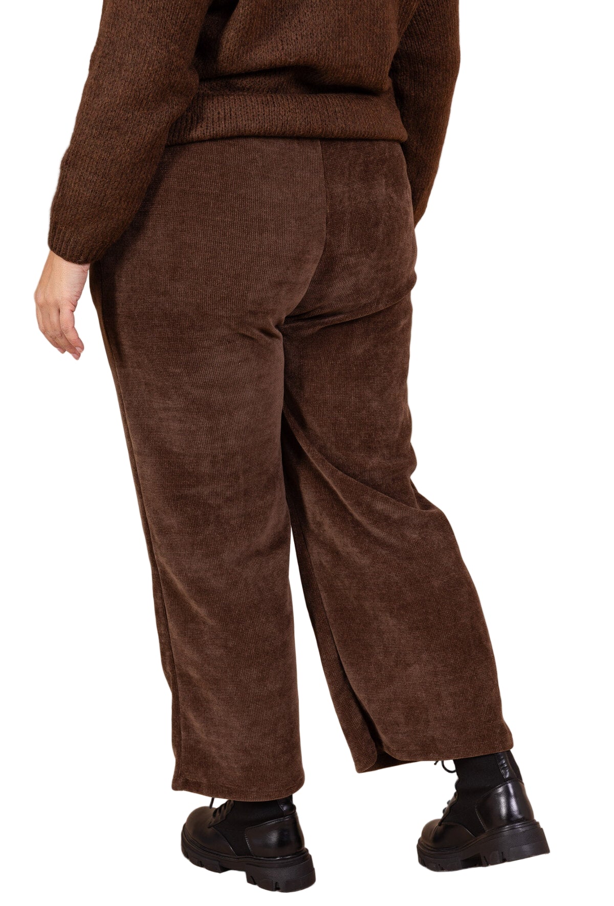 Chocolate brown wide leg velvet trousers