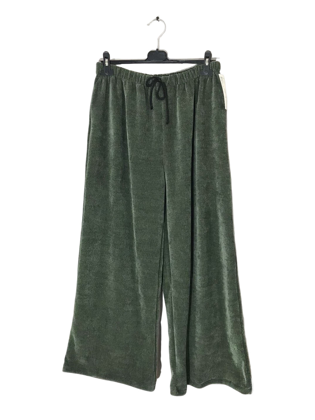Khaki wide leg velvet trosuers