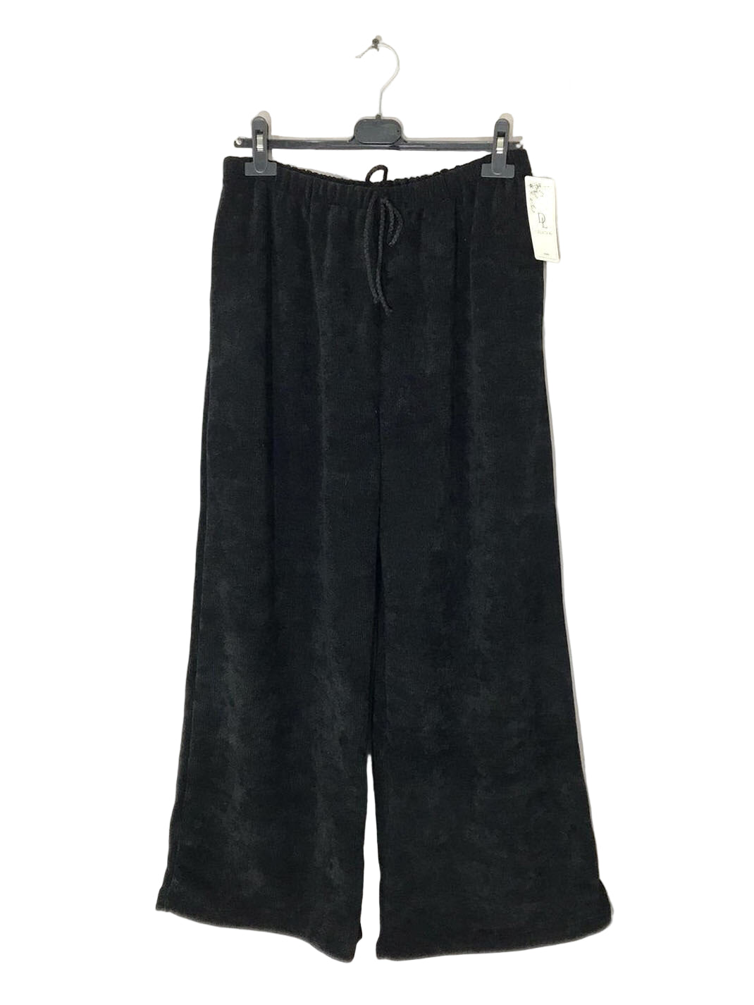 Black velvet wide leg trousers