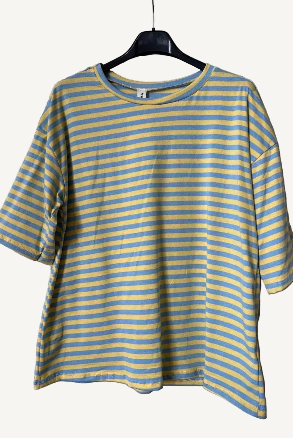Yellow and blue striped t-shirt
