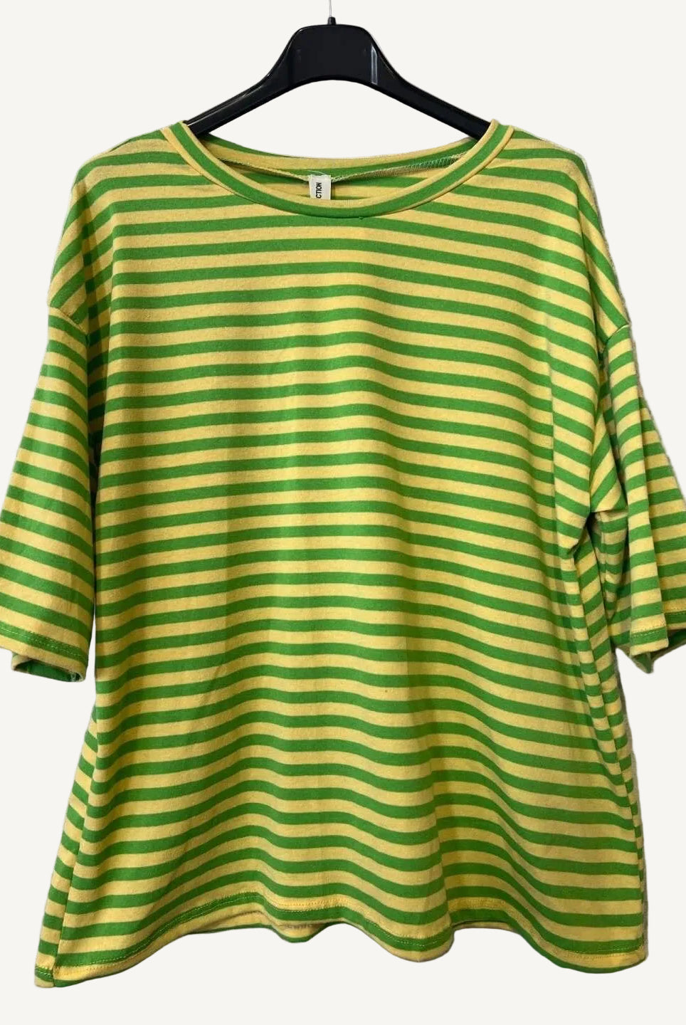 Green and yellow striped t shirt