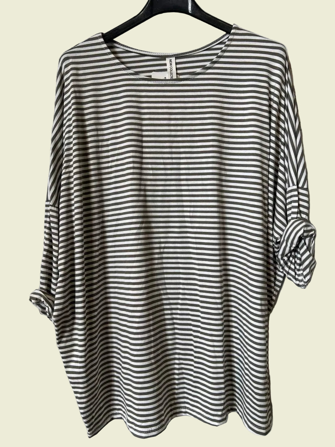 khaki striped shirt