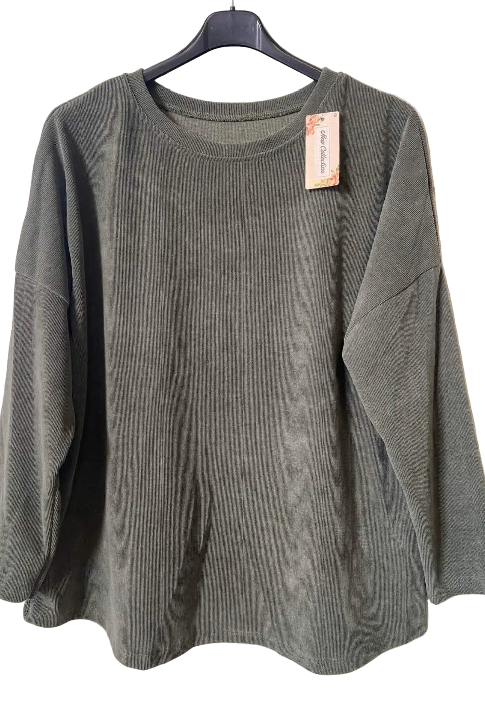 A khaki green long-sleeve top
