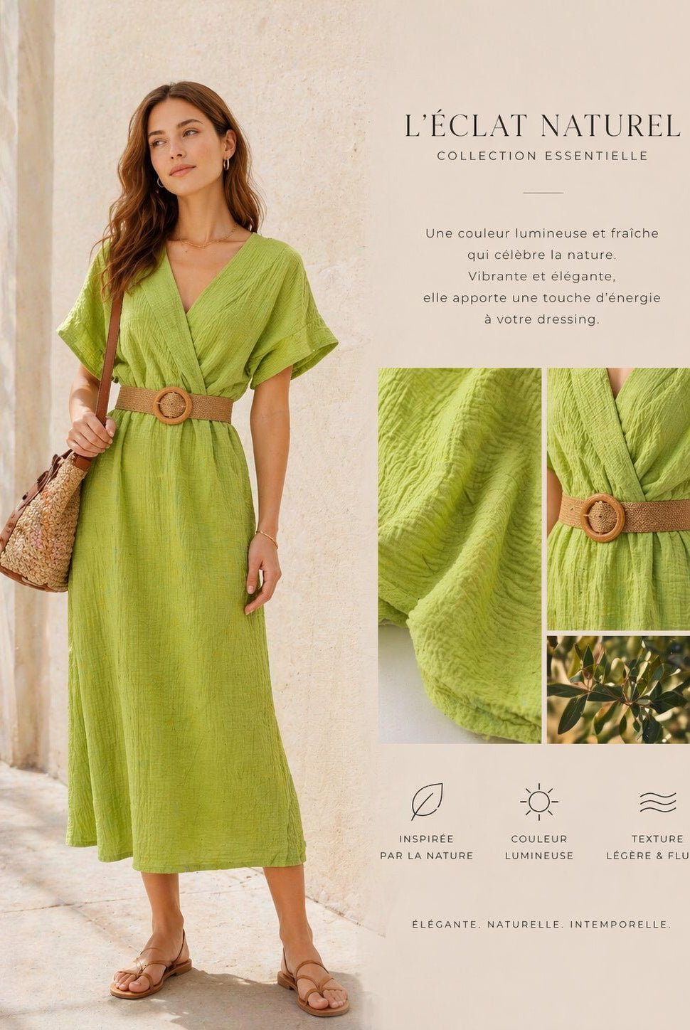 Fluo Green Wrap front dress