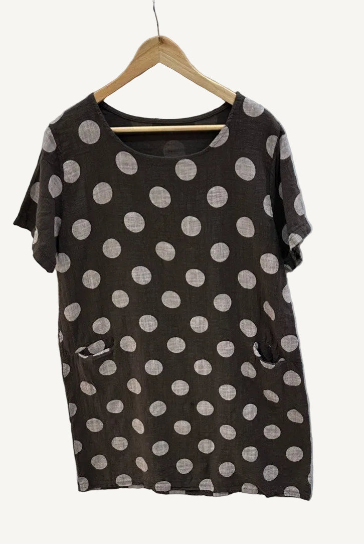 Brown dress with polka dots