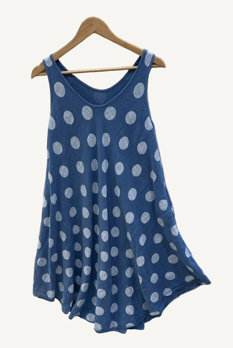 Blue polka dot dress