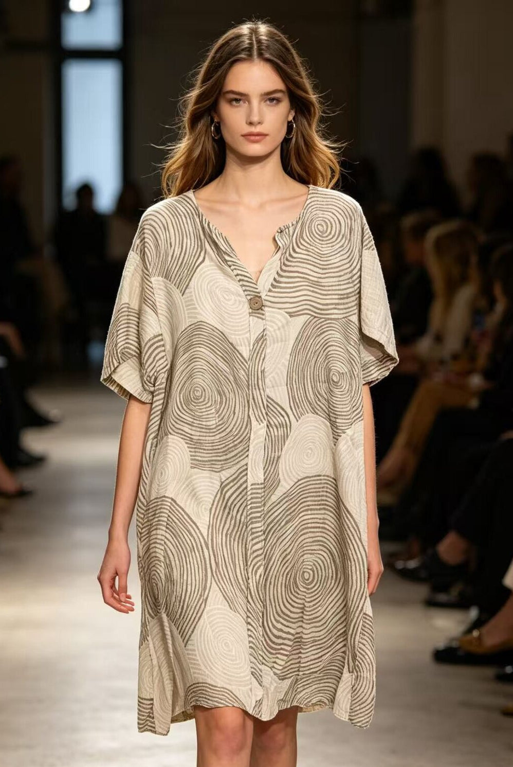 Beige Spiral print dress