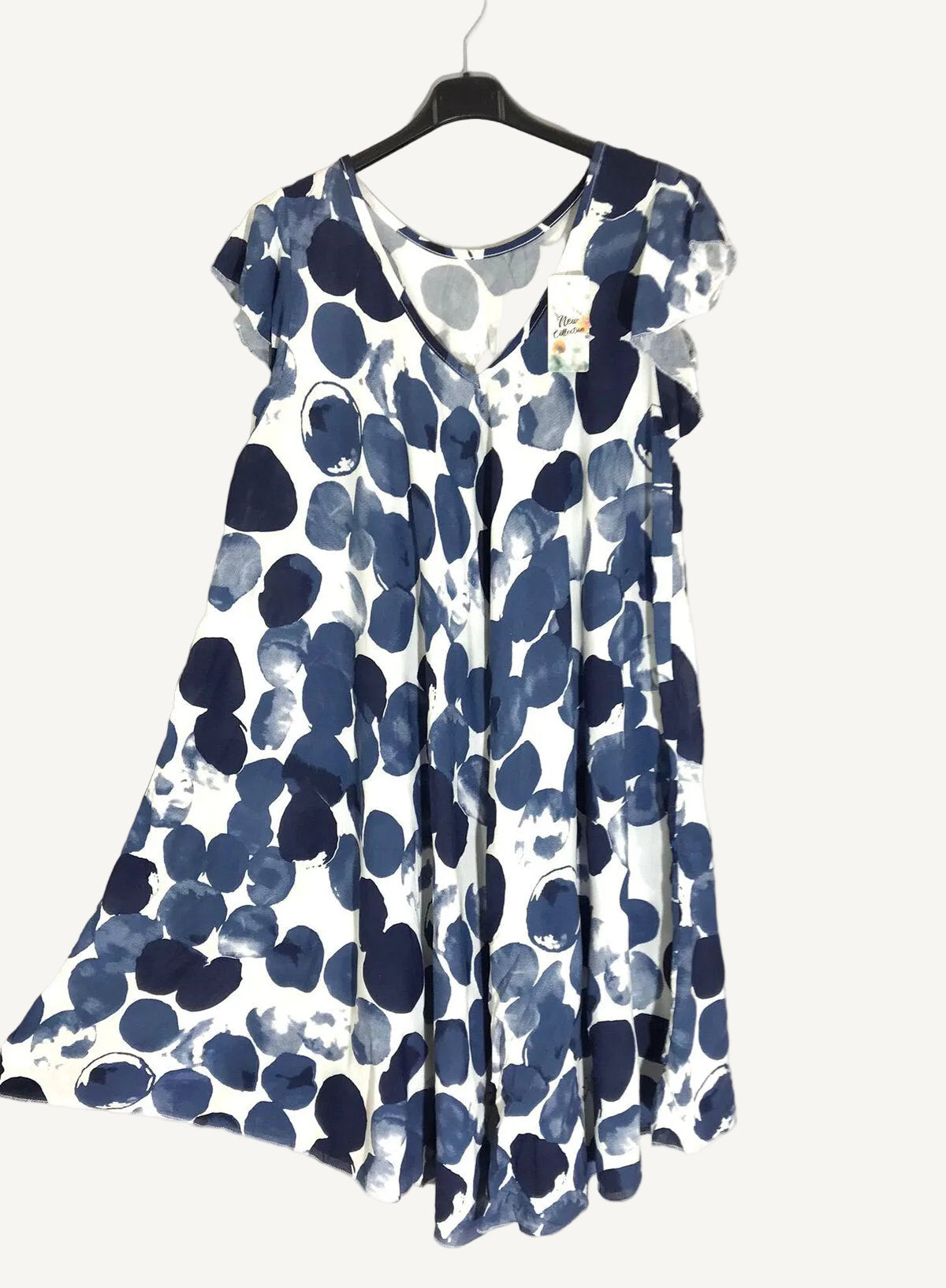 Navy blue circle print dress