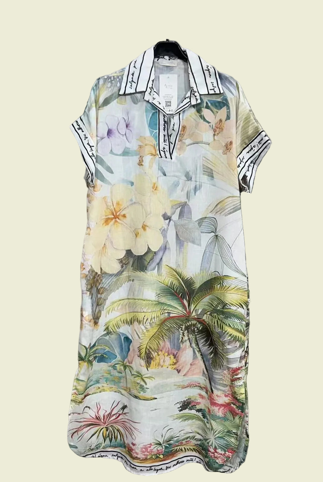 Floral and tropical print dress