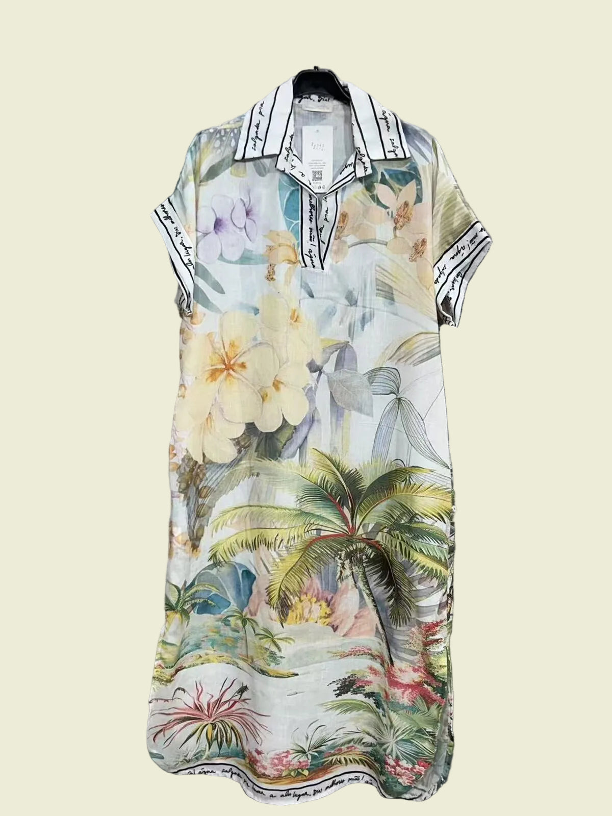 Floral and tropical print dress