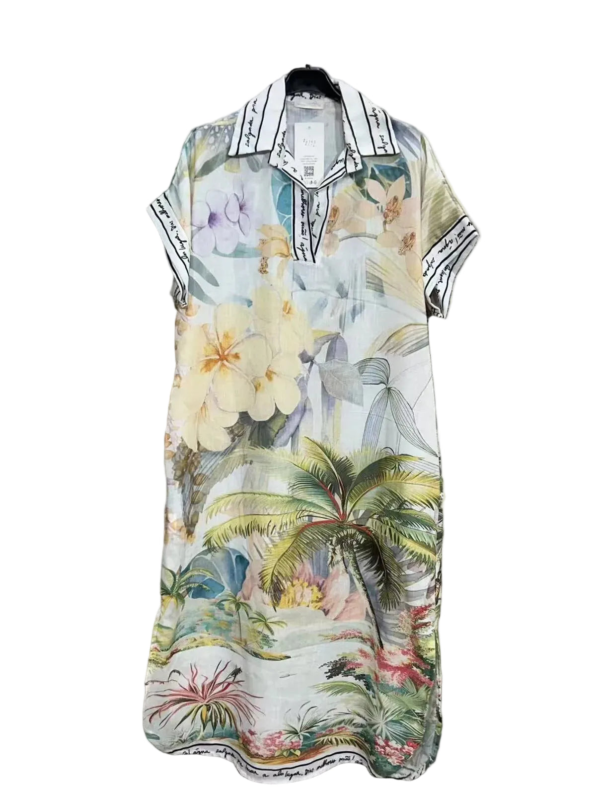 Floral and tropical print dress