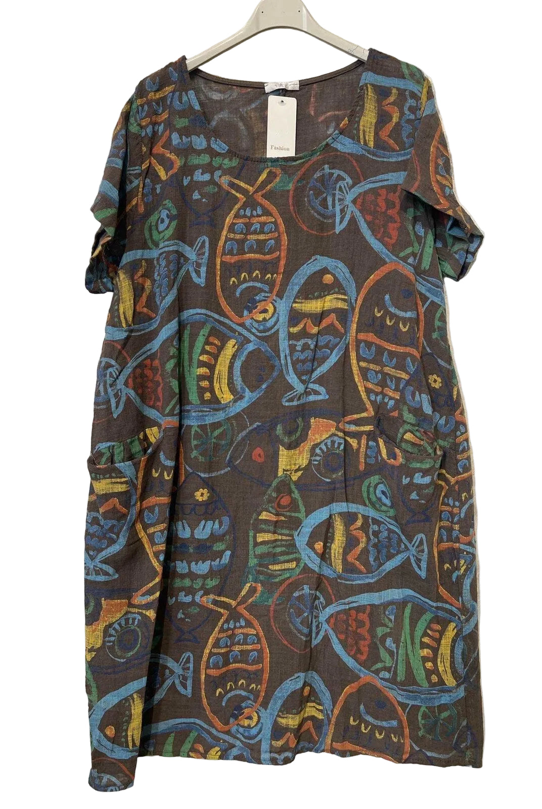 Chocolate brown fish print dress
