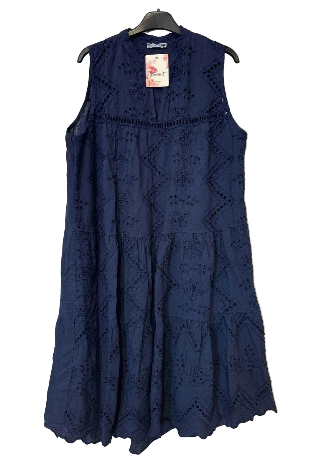 Navy blue dress with lace detailing