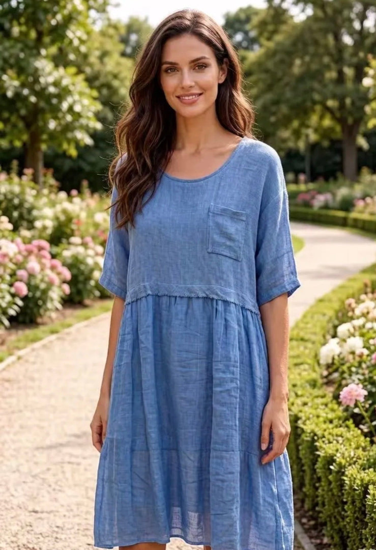 Royal Blue cotton linen dress